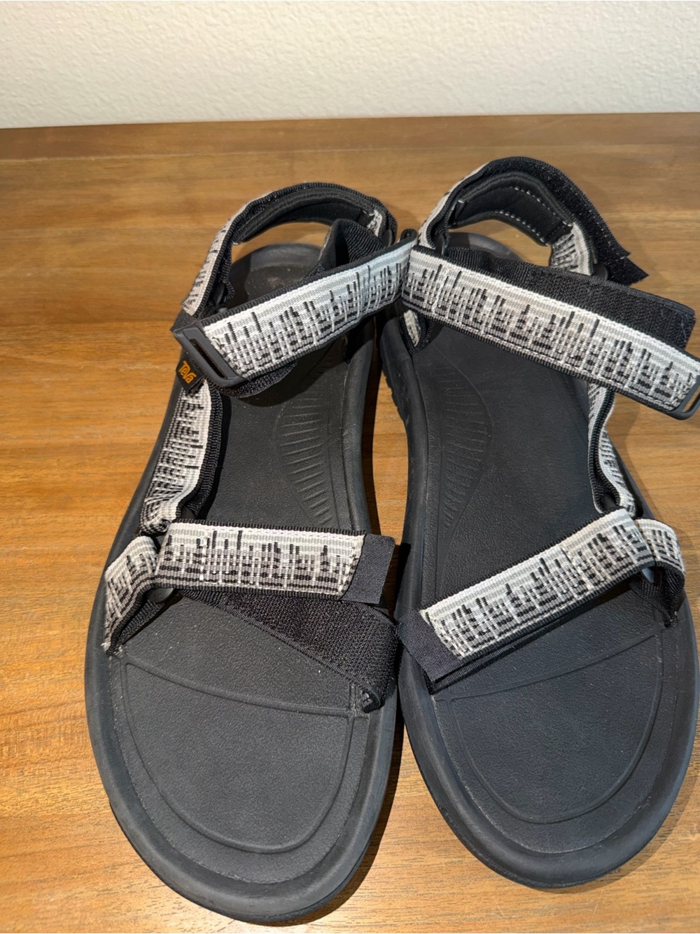 Teva Black Sandals with Gray Patterned Straps